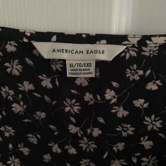 American Eagle Cinched Waist Navy Blouse - Picture 2 of 3